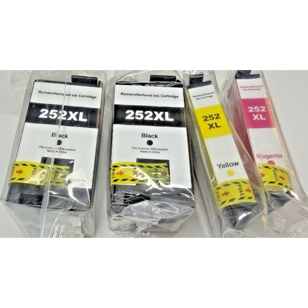 For Epson 252XL Compatible Ink Cartridges - 2 Black, 1 Yellow, 1 Magenta, Sealed